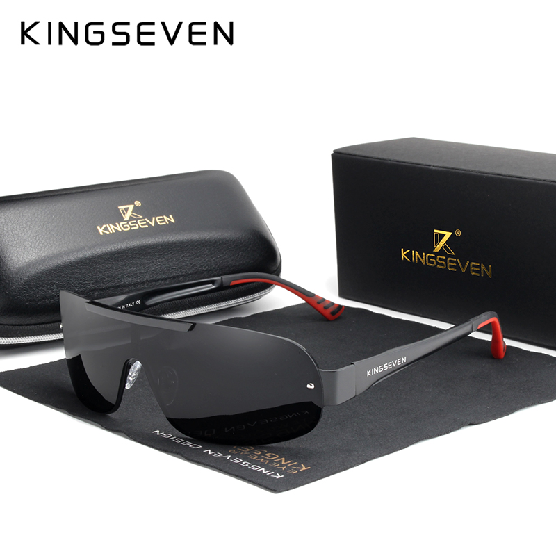 KINGSEVEN Design New Aluminum Men Brand Sunglasses HD Polarized Men's Sun Glasses Integrated Lens Eyewear Goggle Gafas De Sol