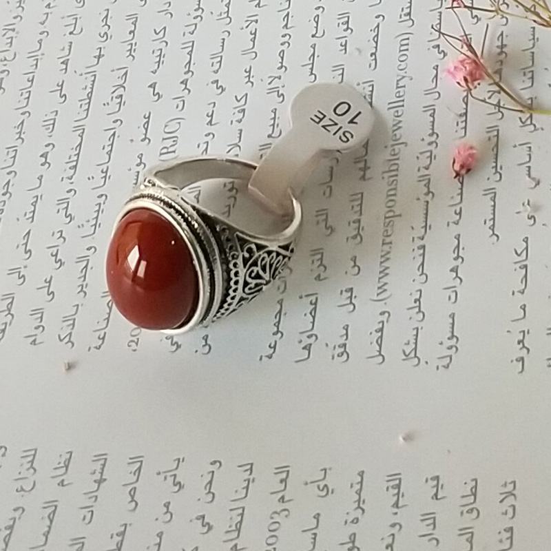 Vintage Ring - Punk Plated Ring Vintage Jewelry Big Black Stone Ring Red Jewelry For Men women Gift Silver Color Rings 20036