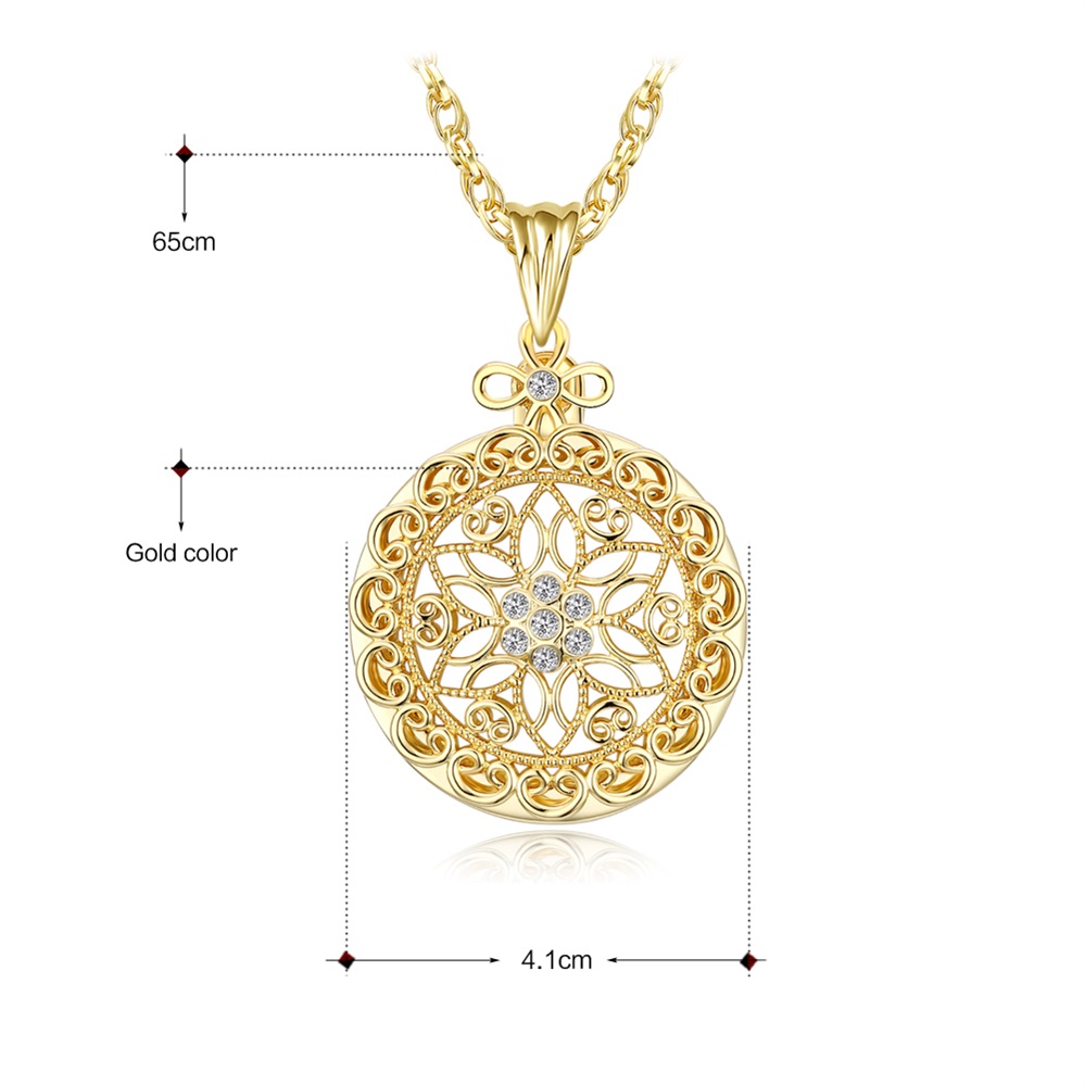 DreamCarnival 1989 Long Chain Necklace Romantic Crystal Rose Flower Pendant Rhodium Gold Color Gift for Parents Mum Reading Len