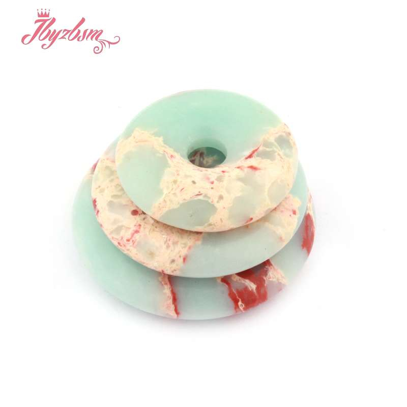 25.30.35mm Donut Green Shoushan Stone Bead for DIY Accessories Necklace Bracelet Pendant Charm Jewelry Components Making 1 Pcs