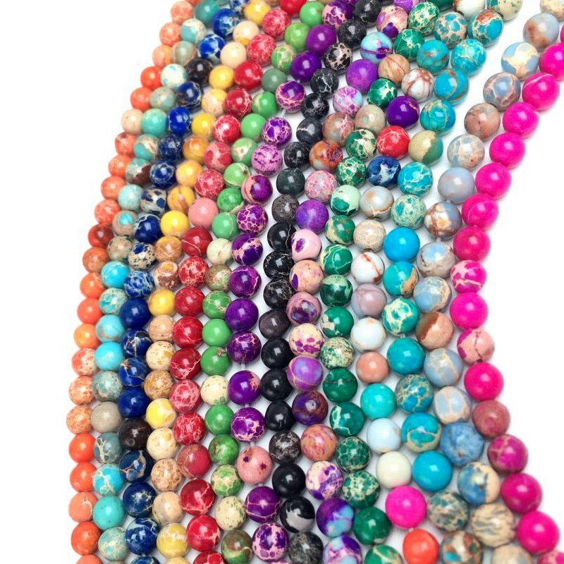 4/6/8/10MM Natural Violet Imperial Jaspers Round Beads Sea Sediment Turquoises for Jewelry Making Diy Bracelet Earring 15" Inch