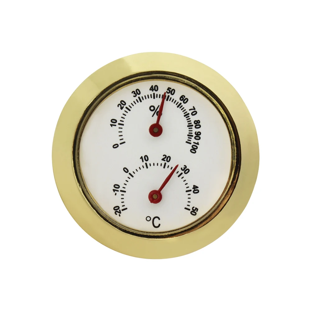 Round Glass Analog Hygrometer Moisture Humidity Monitor For Humidor Guitar Violin Indoor Outdoor 42mm Musical Instrument Case