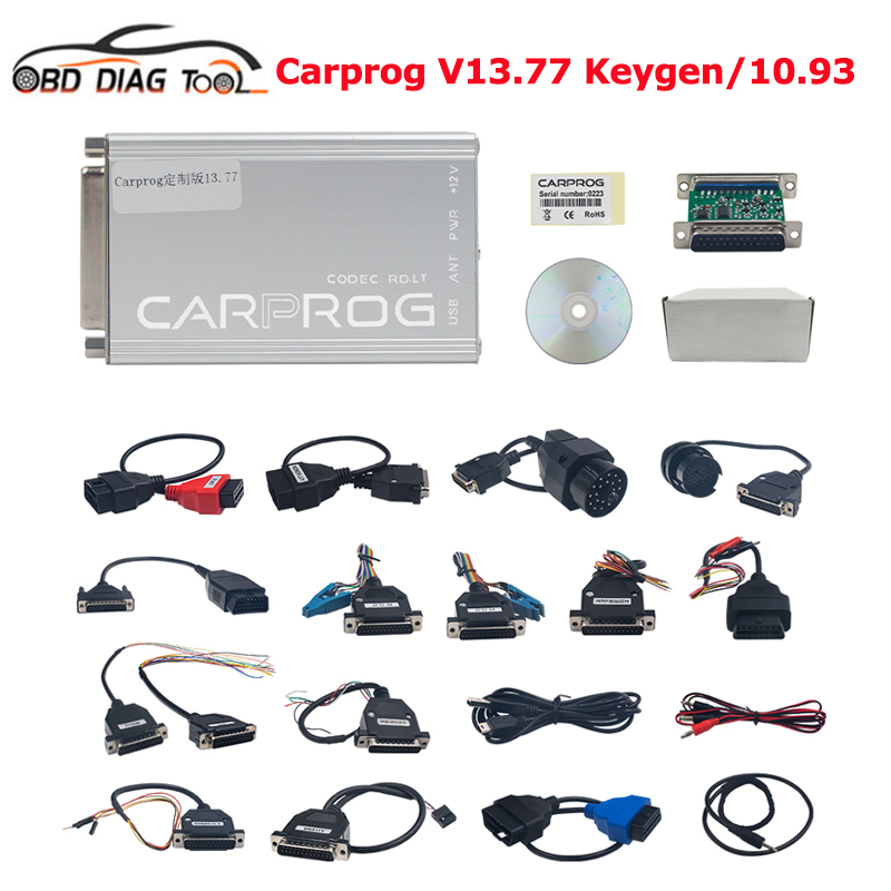 Online Carprog V8.21 with keygen Full Adapter Car Prog V13.77/V10.93 OBD2 ECU Repair Tool For Airbag/Radio/IMMO ECU Programmer