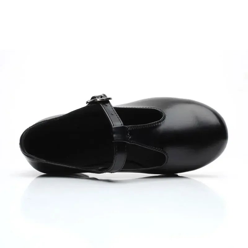 T Shaped Patent Leather Tap Dance Shoes For Girls Women Low Heel Black Hip-hop Jazz Step Dance Shoes Clogging Shoes Size 26-42