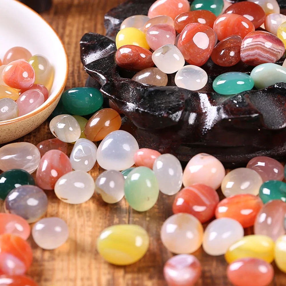 Natural Mixed Agate Stone Tumbled Stones Rainbow Crystal for Church Prayers Succulents Bedding Vase Filler Landscape Home Decor