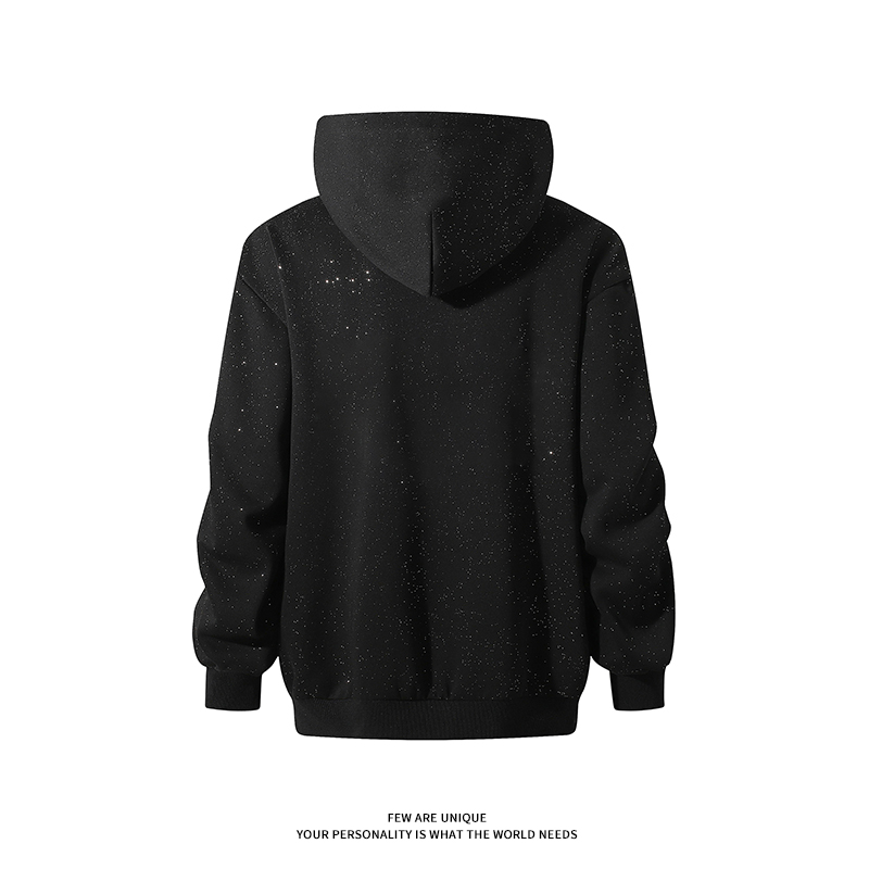 Full Star Hoodie 2024 Men's Spring Galaxy Hooded Sweatshirt Half Zip Design Fake Two Piece Shiny Hoodies High Street Clothing