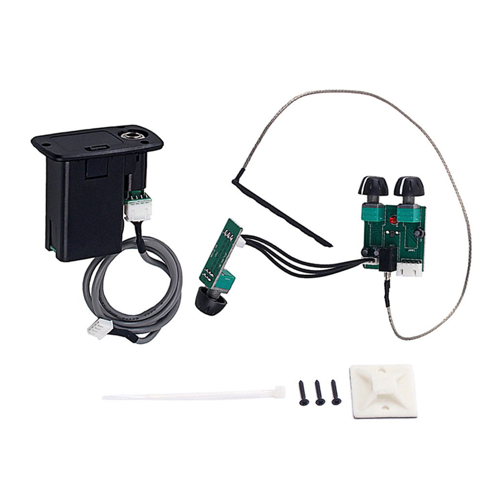 3-Band EQ Active Piezo Pickup Preamp System Amplifier for Acoustic Guitar Bass AL-202 (Black)