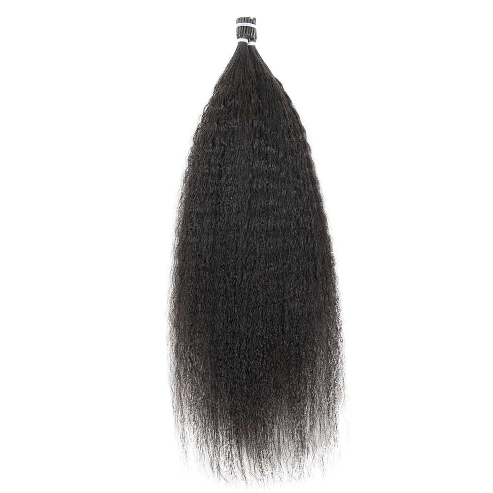 I Tip Human Hair Extensions Kinky Straight Cuticles Remy Micro Link With Free Beads 1.5cm 12"-26" Ship From US FR Warehouse