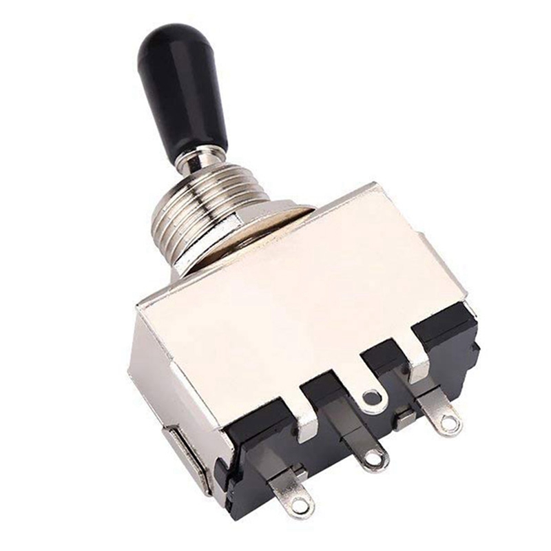 6Pc Guitar 3 Way Toggle Switch, Metal Enclosed 3 Way Selector Switch With Black Tip Knob For Lp Style Electric Guitar