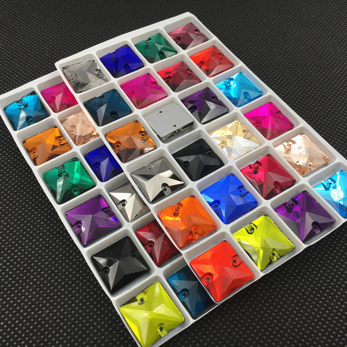3240 Square 8 10 12 14 16 22 mm Crystal Sewing Flat Back Glass Stones Loose Strass Sew On Rhinestones For Needlework