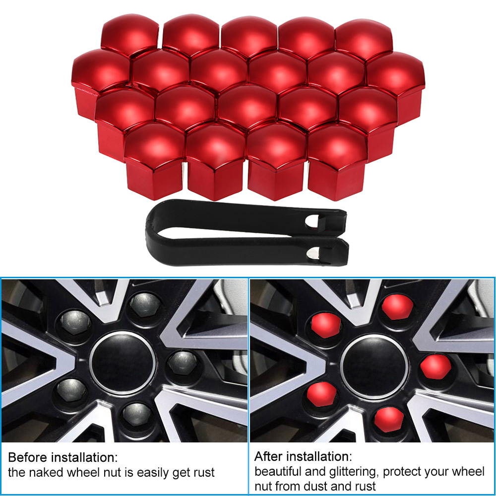 20pcs 17/19mm Car Wheel Hub Lugs Nuts Bolts Rims Cover Dust Protective Cap Hexagonal Socket Chrome Tyre Screw bolts for wheels