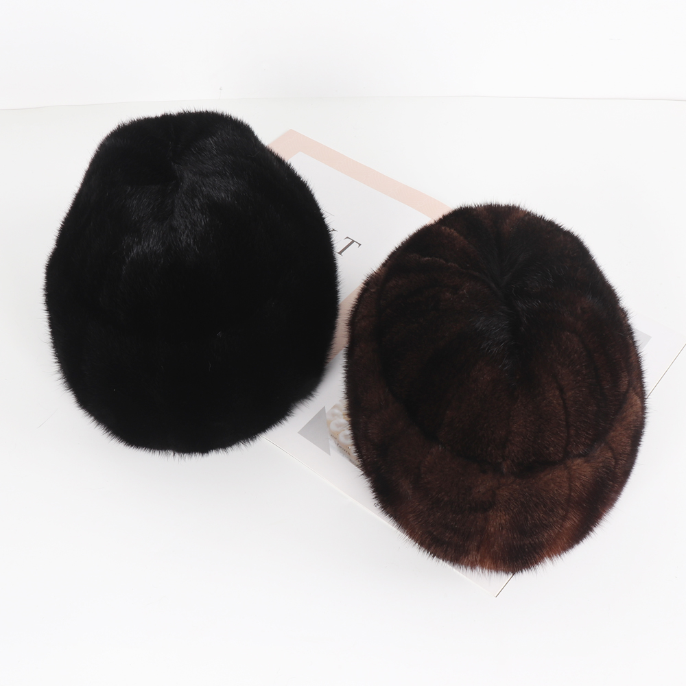 Russian Men Winter Outdoor Warm Real Hat Natural Cap Male Quality 100% Genuine Mink Fur Fedoras Hats