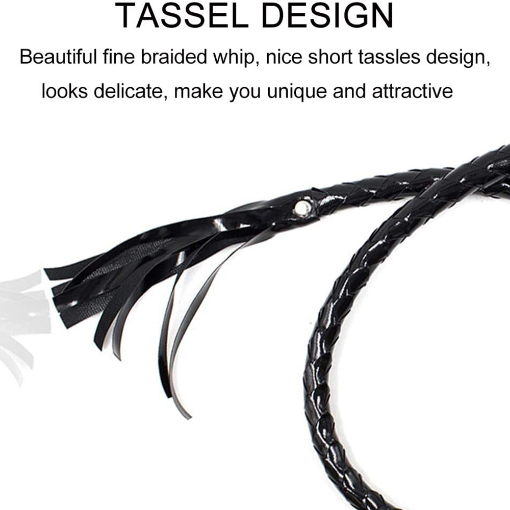 120CM PU Leather Black Whip Costume Whip Handmade Bullwhip, Whip Costume Accessory Horse Riding Crops Equestrianism Whips