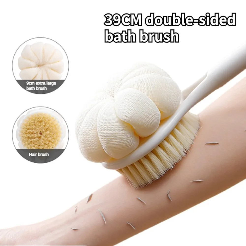 Silicone Double Side Brush Head Back Scrubber Shower Brush With Long Handle Dry Skin Exfoliating Body Massage Cleaning Tools 240624
