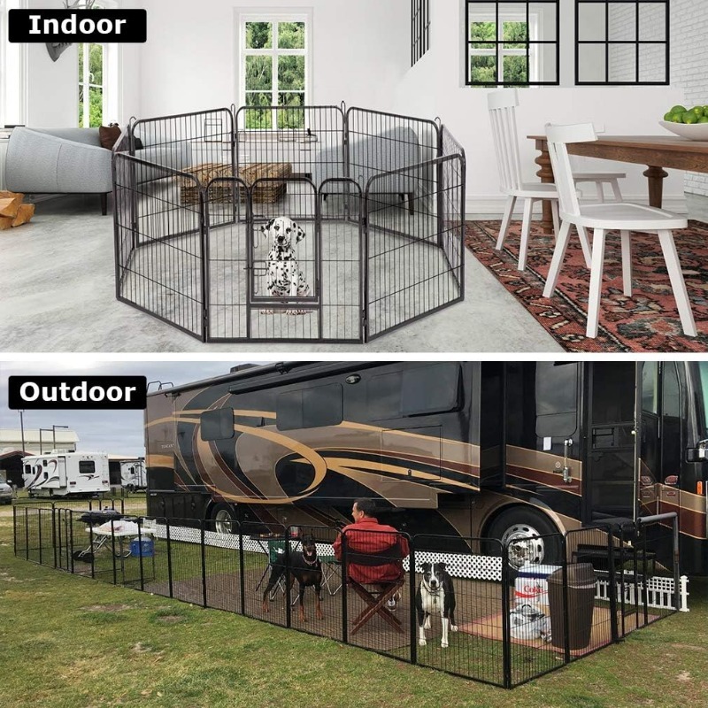 Dog Playpen 8 Panels 40 Inches Dog Pen Extra Large Indoor Outdoor Back or Front Yard Cage Fencing Doggie Rabbit Cats Outside