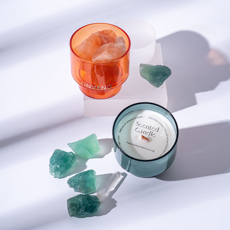 Aromatherapy Scented Candle with Crystal Stone Kit Fragrance Household Indoor Long-lasting Bedroom Mood Calming Essential Oil