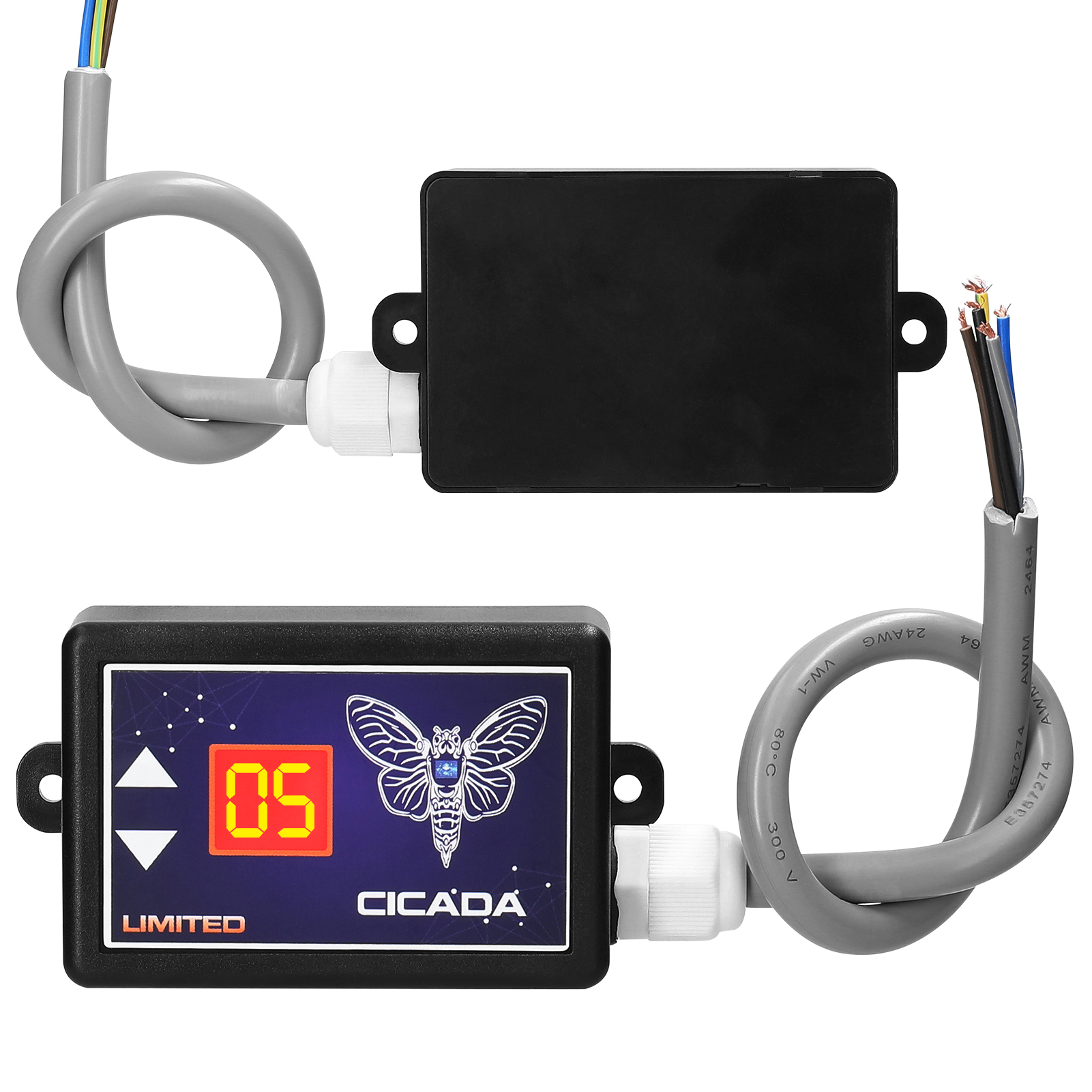 15-Tone Car Horn Controller Electric Horn Speaker Sound Control Unit with Digital Display & Pair of Double Tone Horns 12-24V