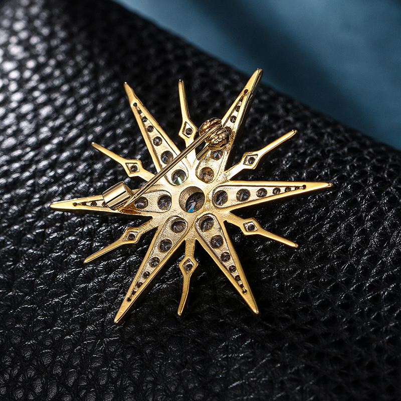 WEIMANJINGDIAN Brand New Arrival High Quality CZ Cubic Zirconia Starburst Brooch Pins for Women Girls Clothing Decor Jewelry