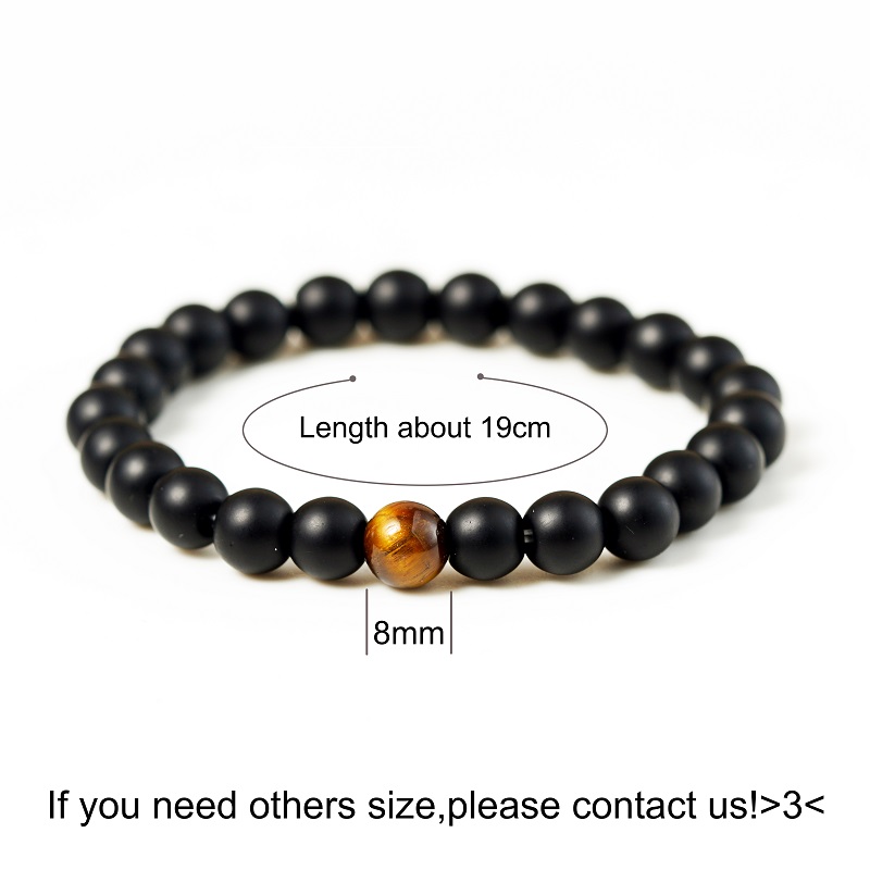 Set Bracelet Couples Distance Black White Natural Lava Stone Tiger Eye Beaded Yoga Bracelets for Men Women Elastic Rope Jewelry