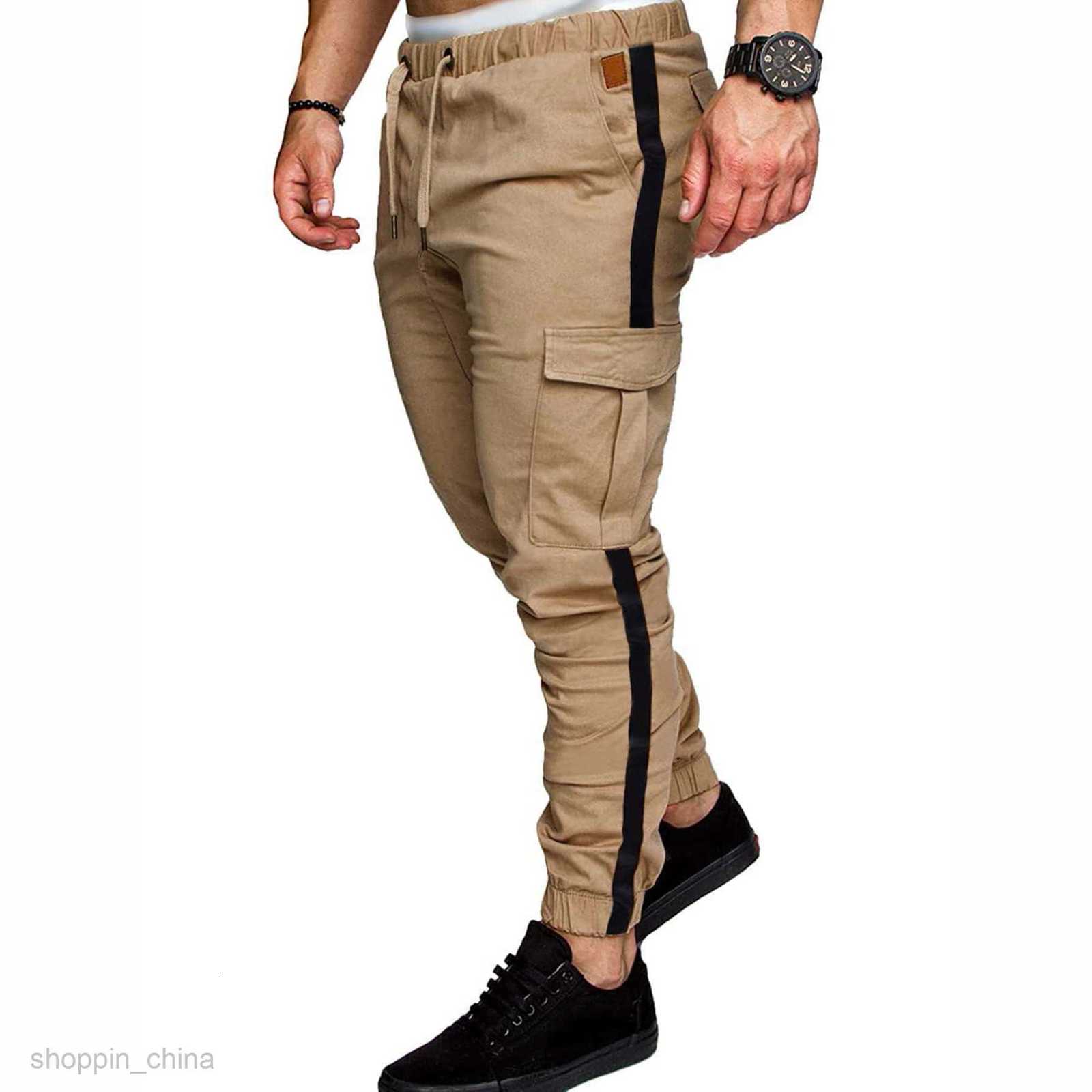 Men's Pants Leisure sports pants size new workwear pants for Male autumn patchwork solid color casual sports loose straight leg pants