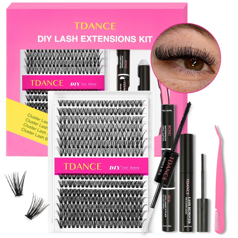 TDANCE 280PCS DIY Mix Clusters Kit 30D/40D Lash Bond and Seal and r Accessories Self-Grafting EyeLashes Extension At Home 240624