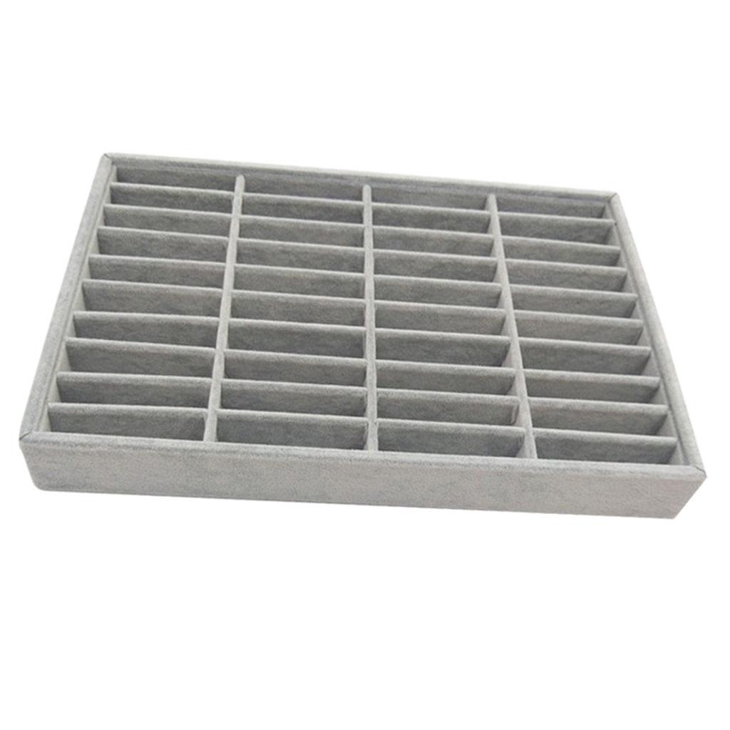 Velvet Bangle Tray With 40 Slot Inserts for Bracelet Holder Case Jewelry Display Storage - 13.7x9.4x1.5 inch