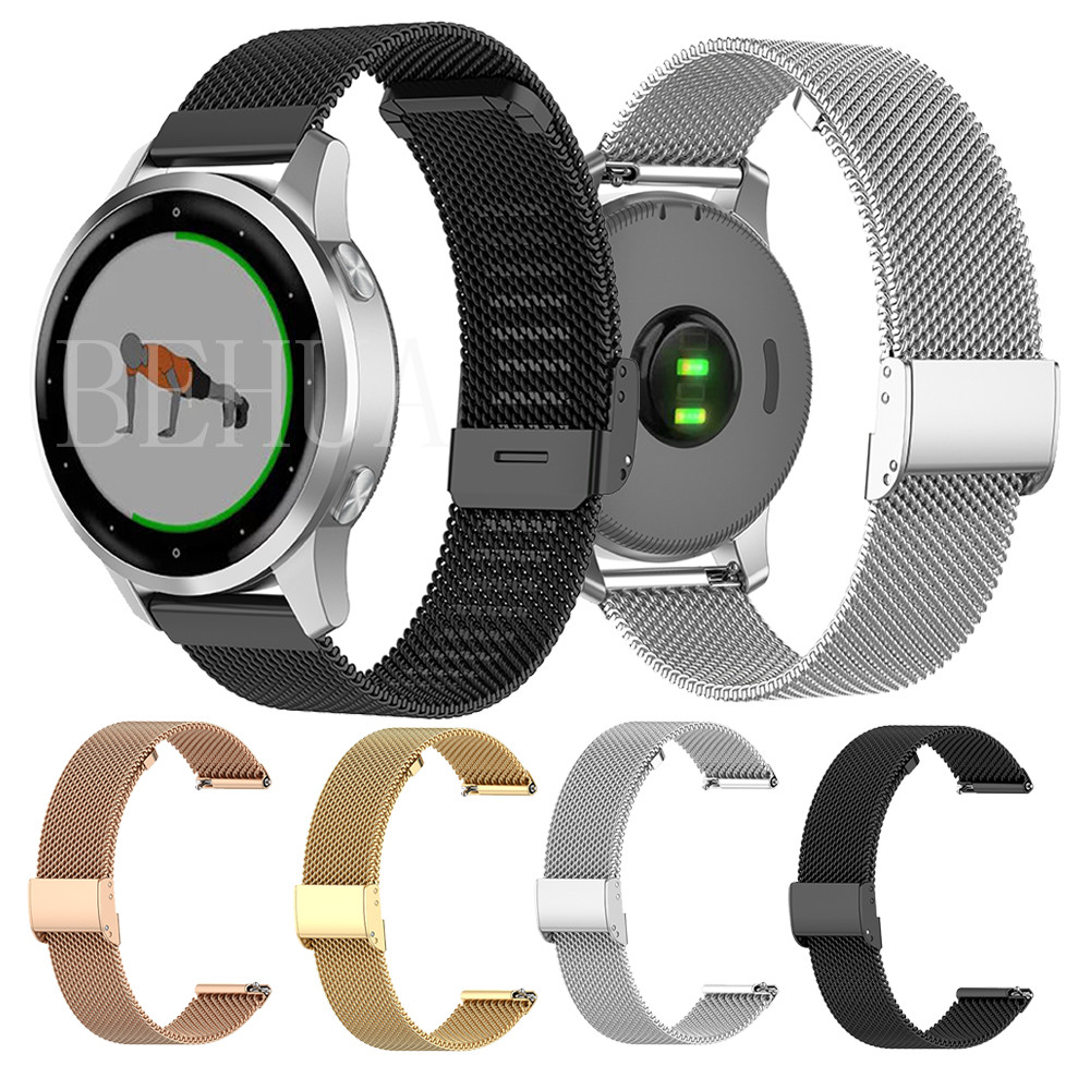 Milanese Steel 18mm 20mm 22mm Watchstrap For Garmin Vivoactive 4 3 4S Watchband Metal Wristband For Garmin Venu 2 Strap Bracelet