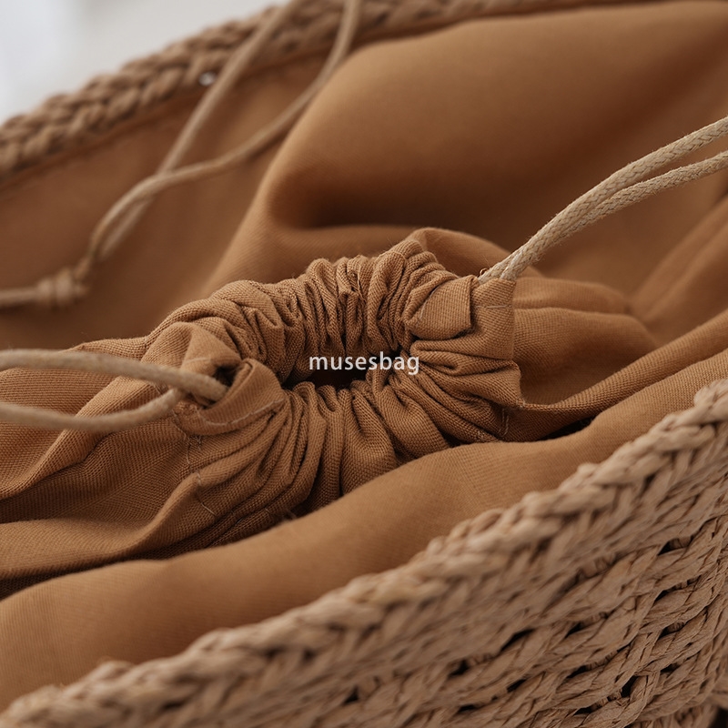 Elegant and stylish women high-end handbag straw woven bag beach bag handcrafted woven practical high-capacity cotton thread vegetable basket travel a