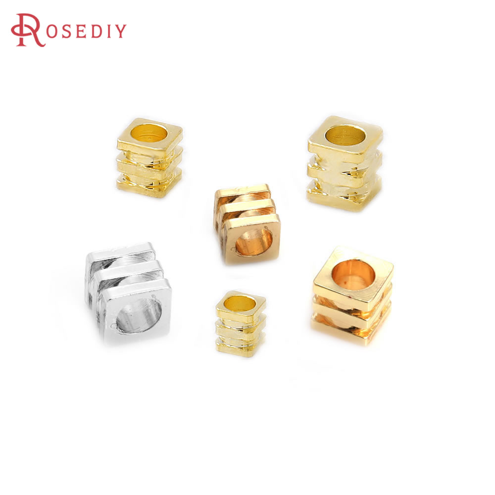2.2x2MM 2.5x2.8MM 3x3.5MM 2.5MM 3MM 4MM 18K Gold Color Brass Square Beads Bracelet Beads Jewelry Making Supplies Diy Findings