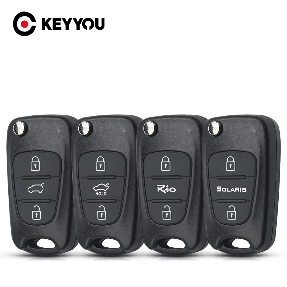 KEYYOU 15PCS Key Shell For Hyundai I20 I30 IX35 I35 Accent Kia Picanto Sportage K5 3 Buttons Flip Folding Remote Key Case Cover
