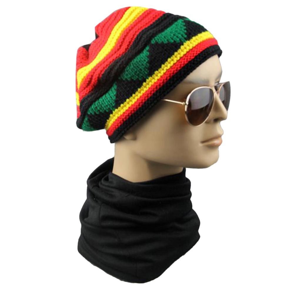 New Hip Hop Multi-colour Striped Cap Ladies Skuilles Beanie 2024 Winter Rasta Reggae Hats Bob Jamaican Hats For Men Caps Gorro