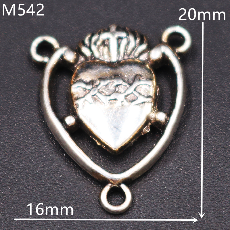 20pcs Mix Silver Plated Catholic Virgin Mary Three-Hole Connector DIY Charm Prayer Rosary Necklace Jewelry Crafts Making P753