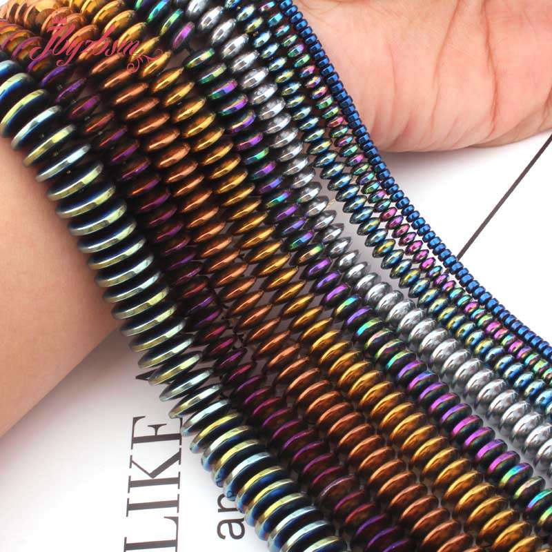 Heishi Rondelle Disc Beads (No Magnetic) Hematite Natural Stone Spacer Beads for Women DIY Jewelry Making Necklace Bracelet 15"
