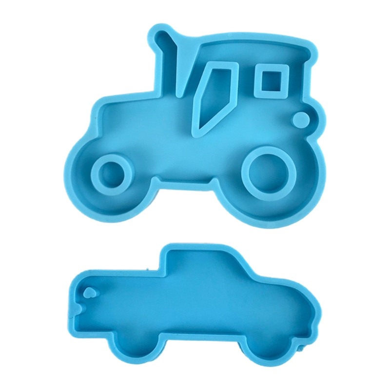 Car Series Keychain Epoxy Resin Mold Shiny Glossy Tractor Necklace Pendant Silicone Mould DIY Crafts Jewelry Decorations 2021