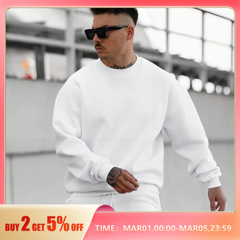 Men's Autumn And Winter New Casual And Versatile Solid Color Long Sleeve Crewneck Sweatshirt