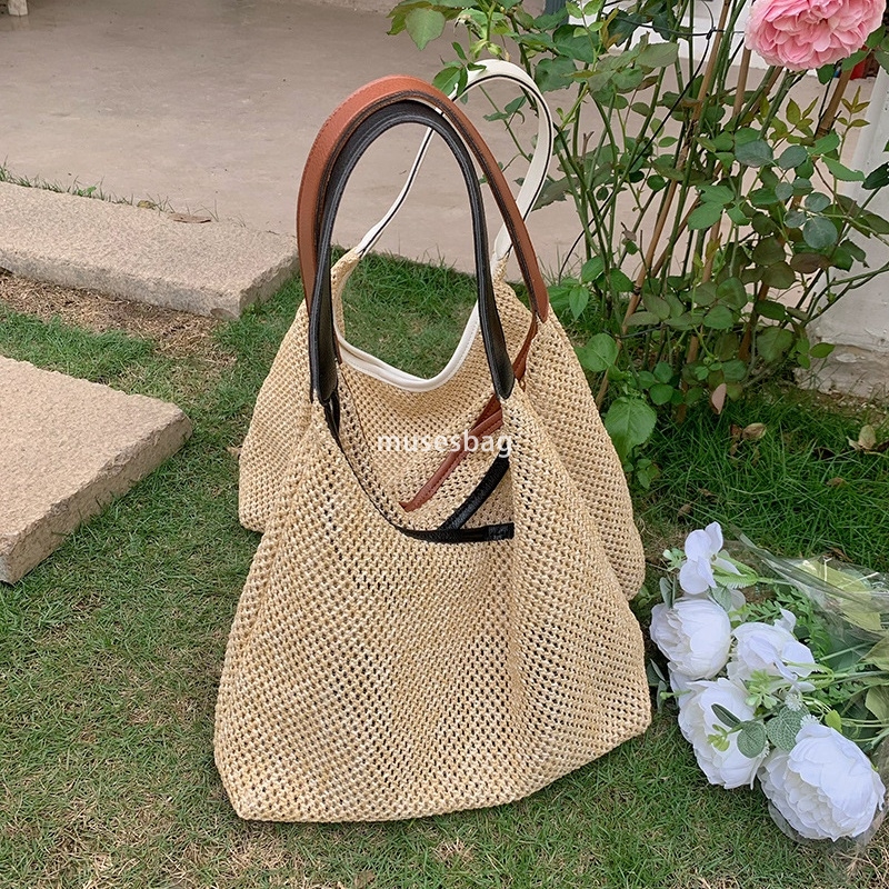 Designer Women's High end Trendy Fashion Retro Korean Tote Classic Practical Multi functional Grass Woven Bag Versatile Large Capacity Shoulder B