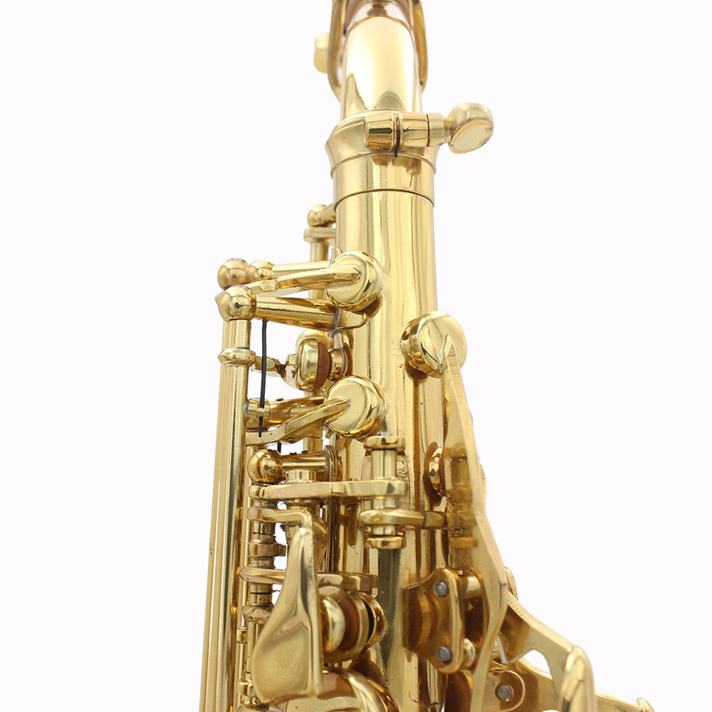 Brass Bb Bend Althorn Soprano Saxophone Sax Pearl White Shell Buttons Wind Instrument with Case Gloves Cleaning Cloth Belt