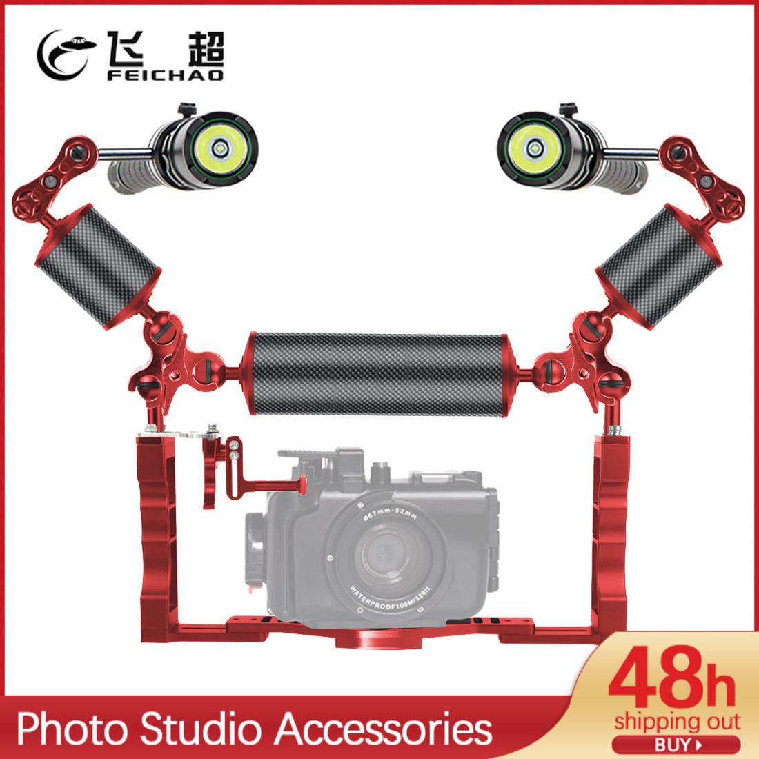 Diving Dual Handle Tray Stabilizer Bracket Rig Bracket DIY Kit with Buoyancy Float Arm Underwater Fill Lights for DSLR Cameras