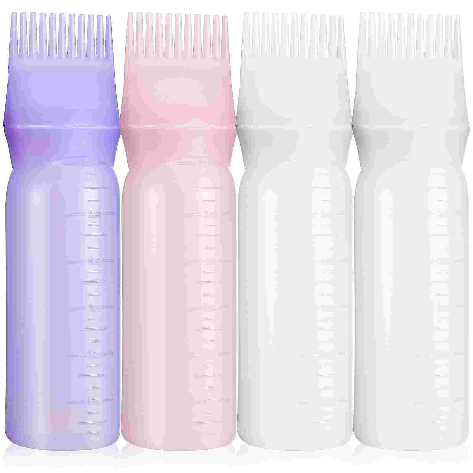 4 Pcs Hair Styling Tools Oil Bottle Root Comb Oiling Scalp Dye Applicator Silica Gel