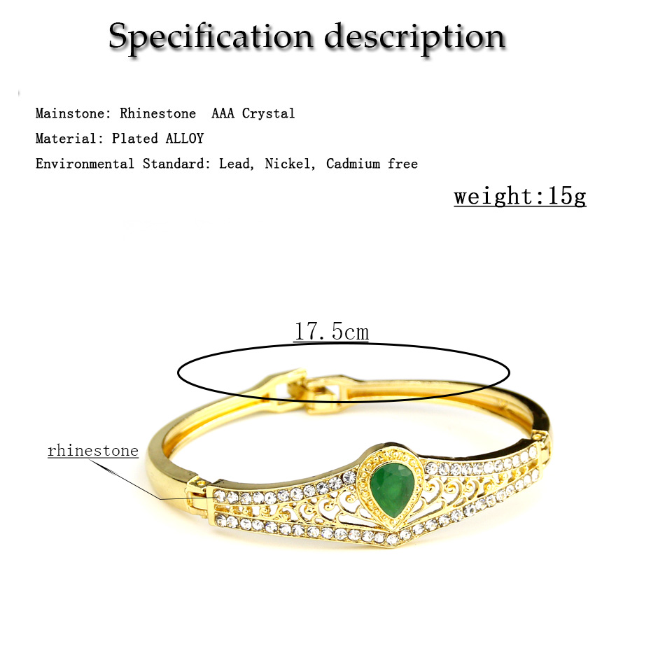 Sunspicems 18k Gold Color Moroccan Crown Bangle Crystal Bracelet For Women Wedding Jewelry Arab Arabesque Cuff Bracelet Bijoux