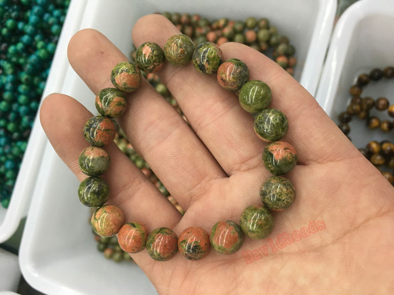10MM Natural Stone Indian Agat lava picture tiger eye snowflake Labradorite Amazonite Round Beads Stretch Bracelet 19cm 1Pcs