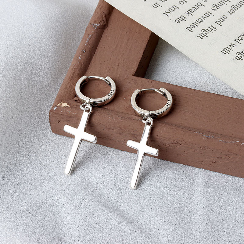 QMCOCO Silver Color Creative Design Of Cross-Shape Stud Earrings For Women Charms Earrings Fine Jewelry Party Gifts