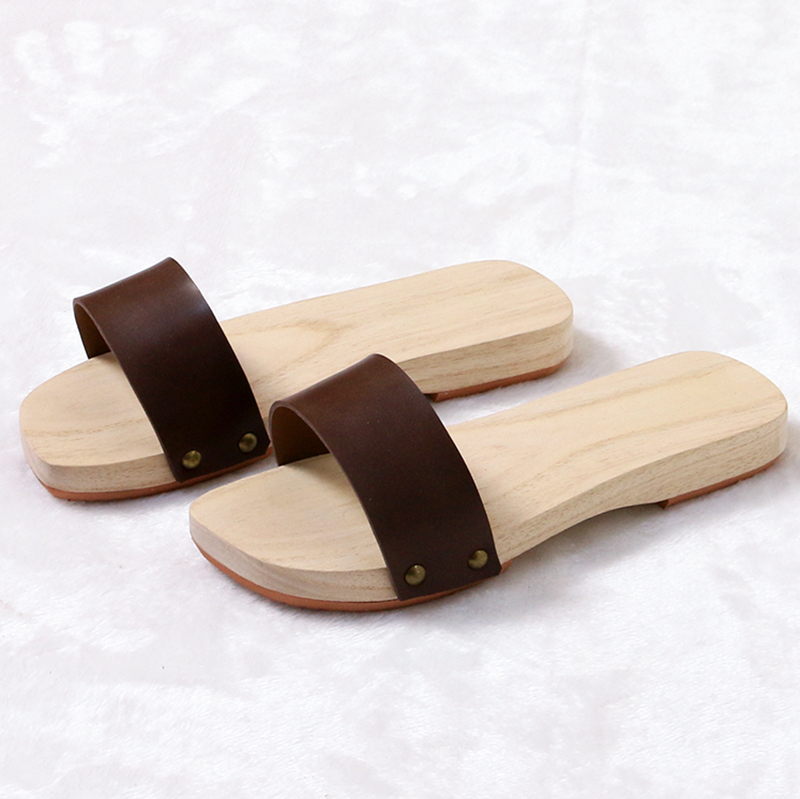 Wooden Sandals - Leather Flat Heel Japanese Geta for Women & Men, Solid hot Color Summer Flip Flops/Slippers, Cosplay Shoe, Plus Size