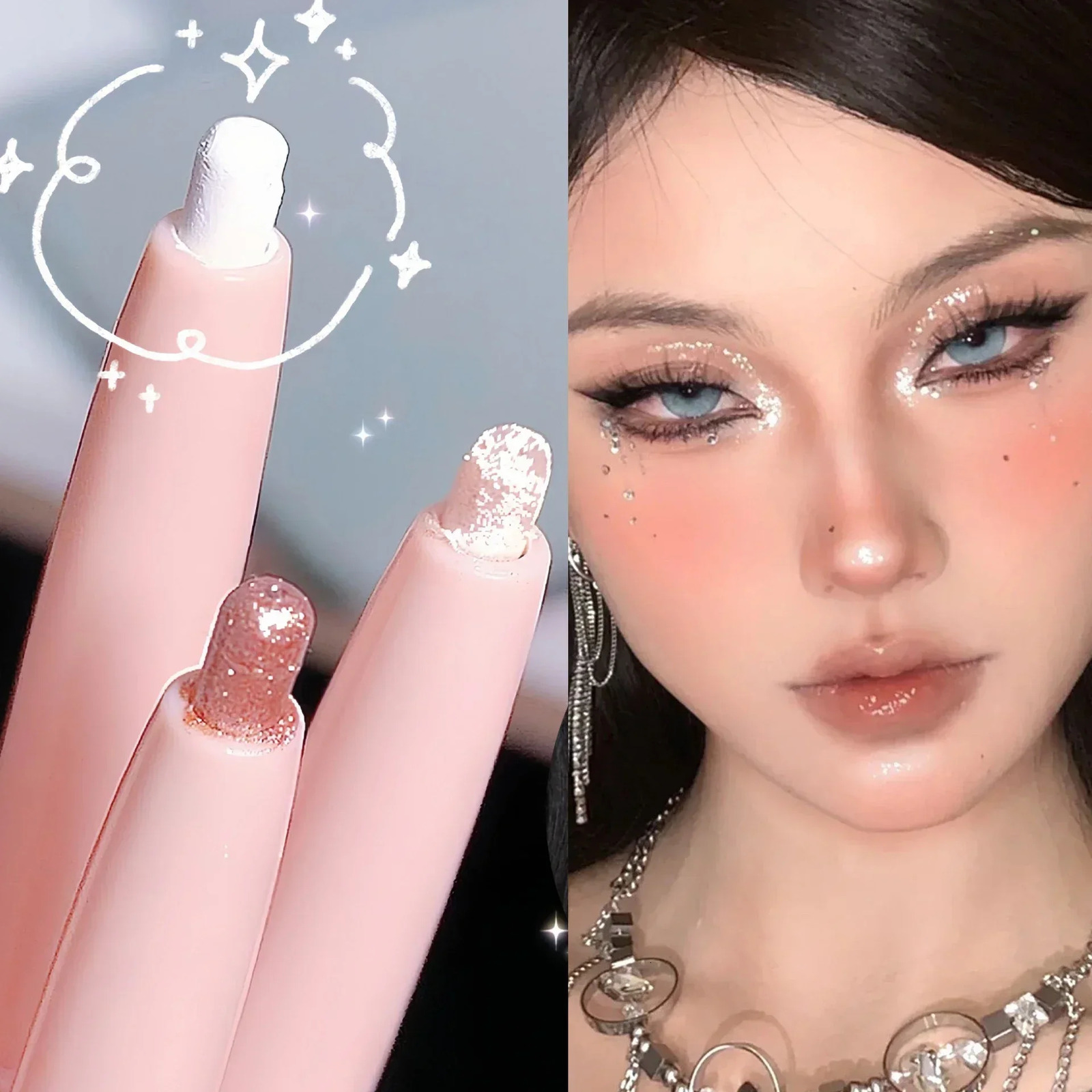 Sequin Eyeshadow Pencil Waterproof Diamond Glitter Highlighter Stick Pearl White Silkworm Eyeliner Pen Korean Makeup Cosmetics 240624