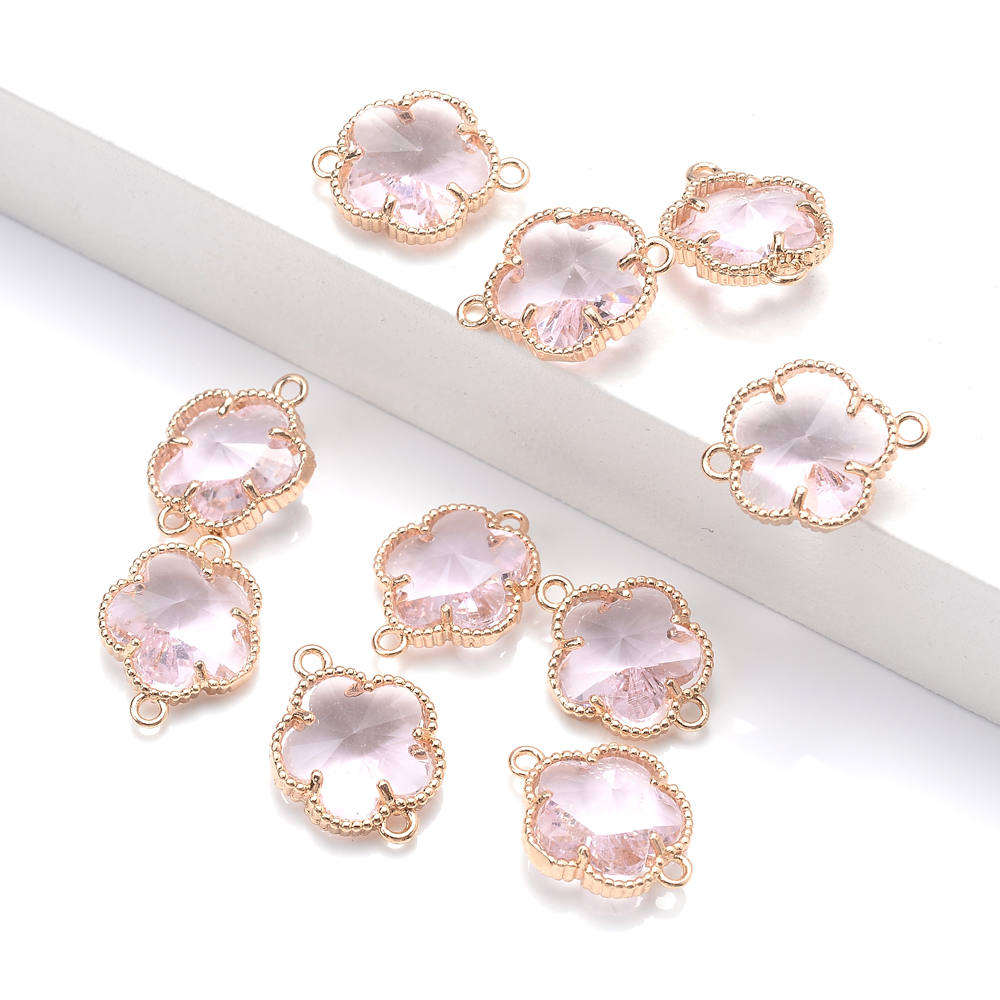 12x15mm 10pcs Crystal Charms Alloy Flower Shape Double hole Enamel Pendant For Jewelry Making Diy Necklace Bracelet Pendant