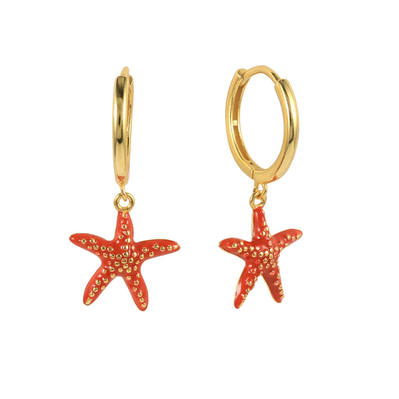 Aide Gold Color Silver Color Mini Red Flamenco Dance Shoe Shape Pendant Dangle Earrings For Women Starfish Orange Charm Earrings
