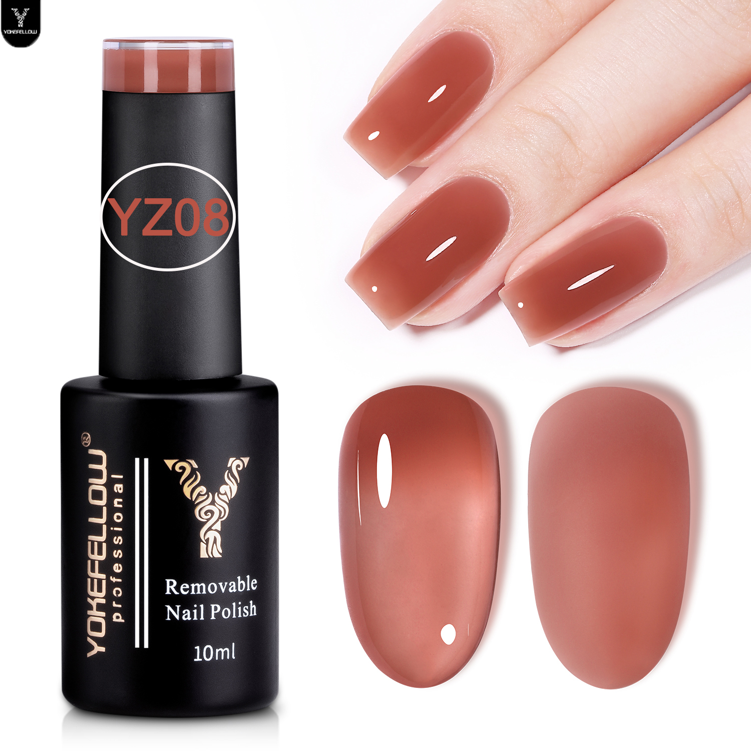 YOKEFELLOW Red Pink Gel Nails Polish 10ML YZ08 Jelly Natural Pink Translucent Color UV Light Cure Gel Polish for Nail Art DIY