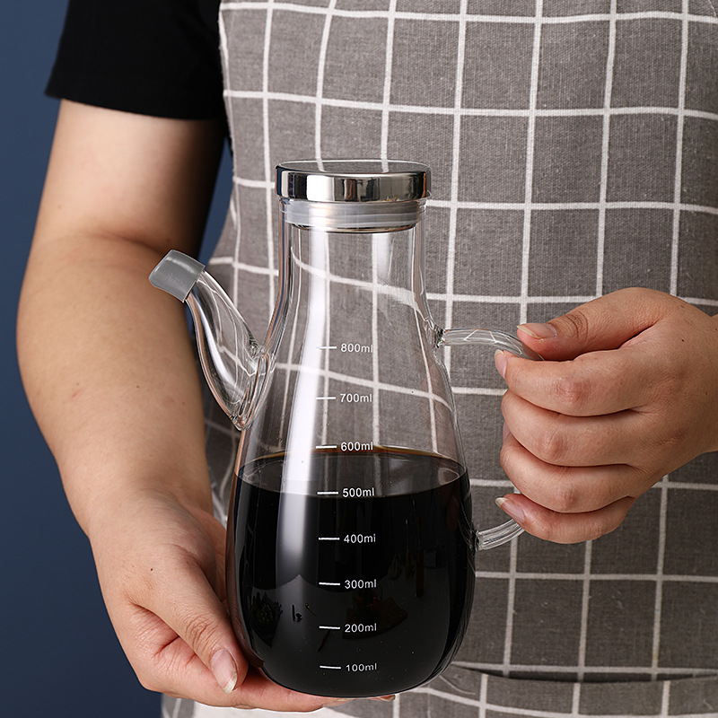 High Borosilicate Olive Pot Dispenser Can Cruet Vinegar Bottles Cooking Oil Glass Bottle