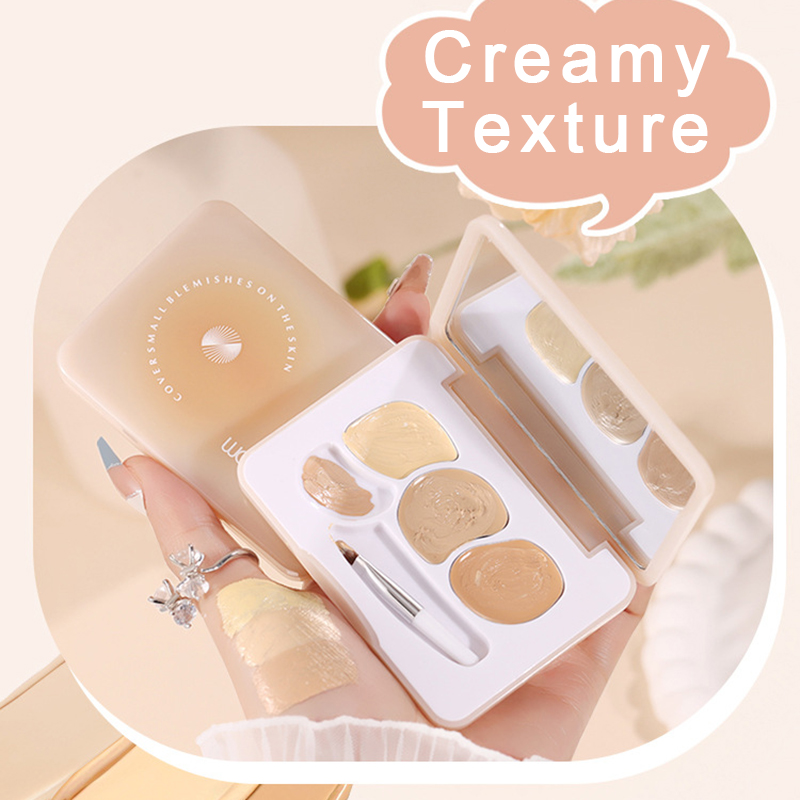 3 Color Silky Cream Concealer Palette Waterproof Lasting Cover Acne Mark Red Blood Dark Circles Corrector Korean Beauty Makeup