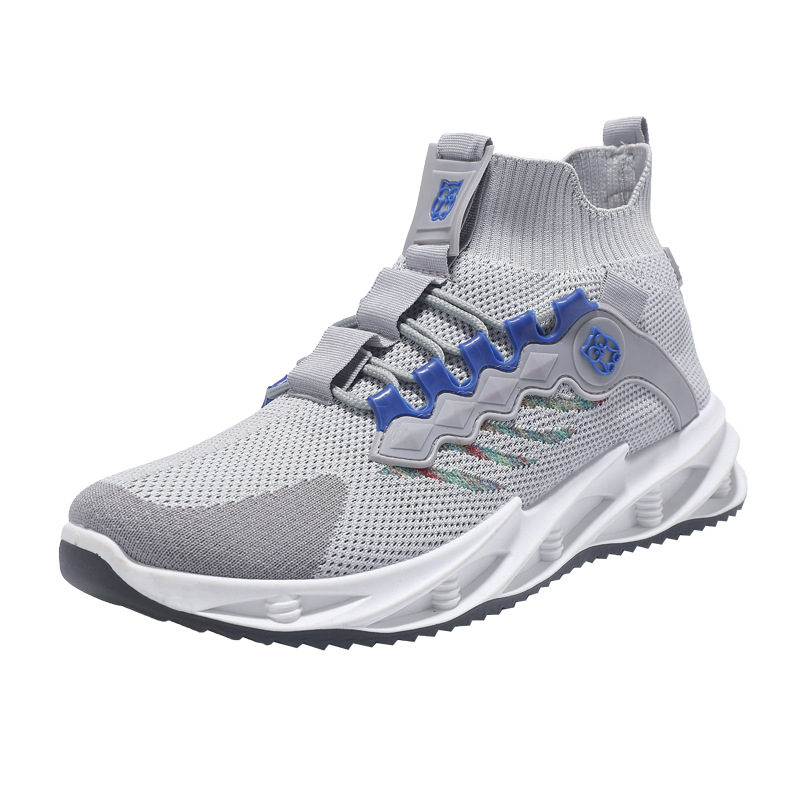 Men's Sports Shoes Fashion Blade Fly Woven Shoes Breathable Sneakers Trend Mid Top Plus Size White Free shipping